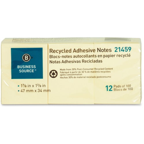 Business Source BSN21459 Yellow Adhesive Notes