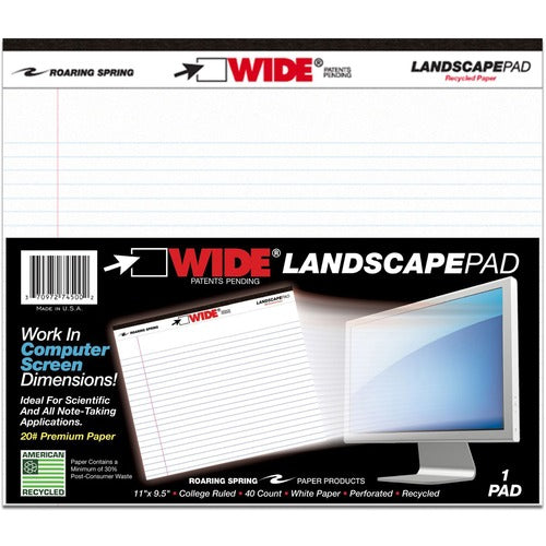 Roaring Spring ROA74500 Wide College Ruled Landscape Legal Pad