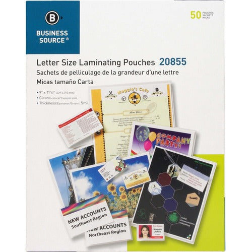 Business Source BSN20855 Letter Size Laminating Pouches