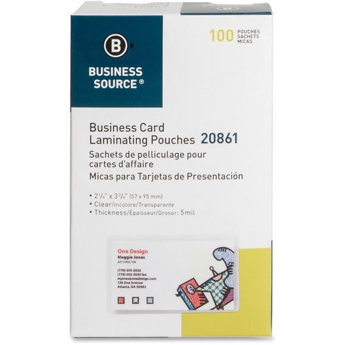 Business Source BSN20861 5 mil Business Card Laminating Pouches