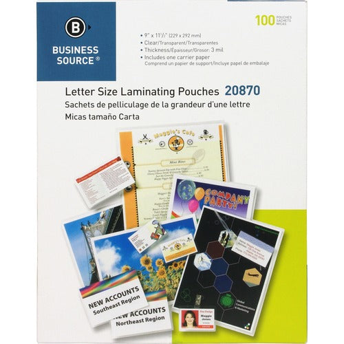 Business Source BSN20870 Letter Size Laminating Pouches