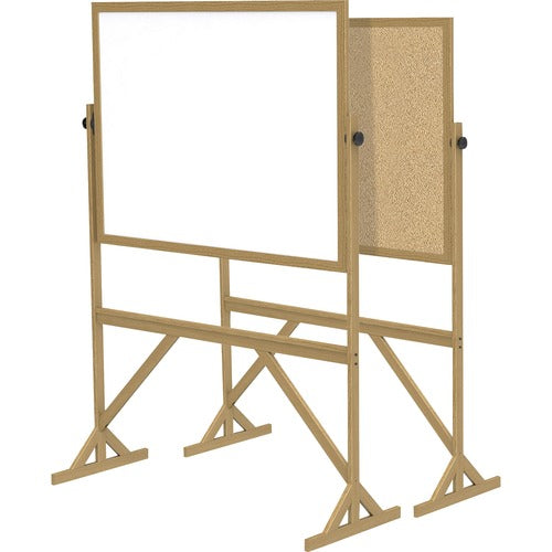 Ghent GHERMK34 Reversible Cork Bulletin Board/Whiteboard with Wood Frame