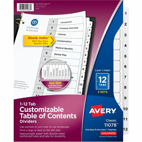 Avery® AVE11078 Avery® Ready Index Classic Tab Binder Dividers