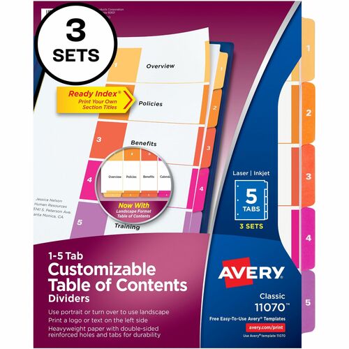 Avery® AVE11070 Avery® Ready Index 5-tab Dividers