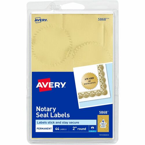 Avery® AVE05868 Avery® Printable Gold Foil Notarial Seals