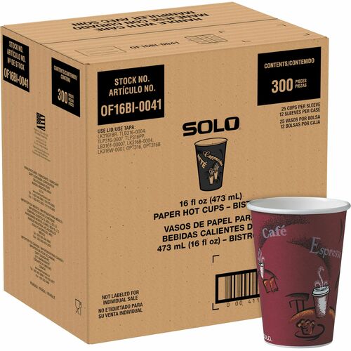 Solo SCCOF16BI0041 16 oz Bistro Design Hot Cups