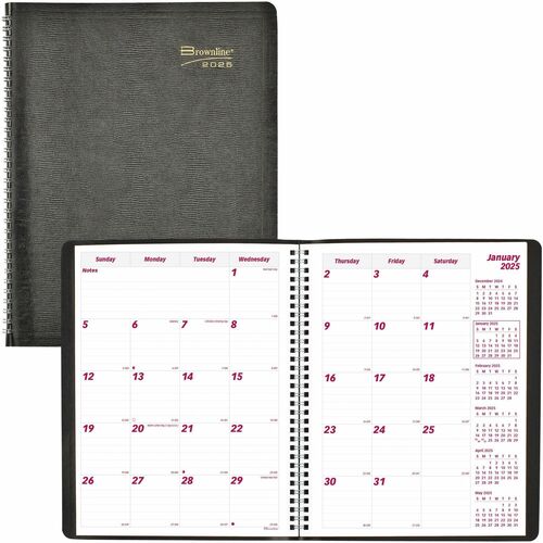 Brownline REDCB1262BLK Monthly Planner