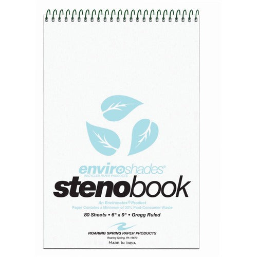 Roaring Spring ROA12284 Enviroshades Recycled Spiral Steno Memo Book