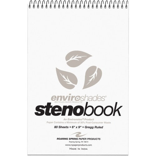 Roaring Spring ROA12274 Enviroshades Recycled Spiral Steno Memo Book