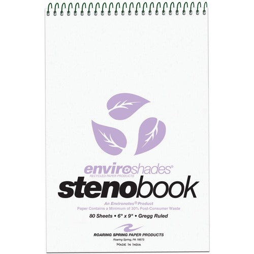 Roaring Spring ROA12264 Enviroshades Recycled Spiral Steno Memo Book