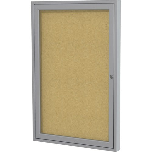 Ghent GHEPA12418K 1 Door Enclosed Natural Cork Bulletin Board with Satin Frame