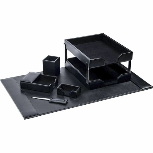 Dacasso DACD1403 8-Piece Econo-Line Desk Set - Bonded Black Leather