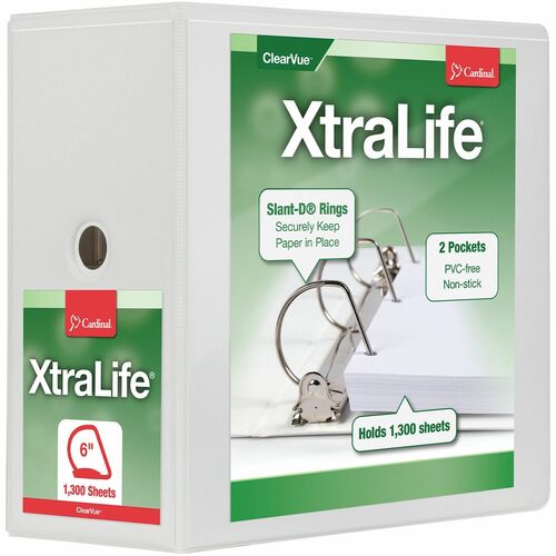 Cardinal® CRD26360 Xtralife ClearVue Locking Slant-D Binder