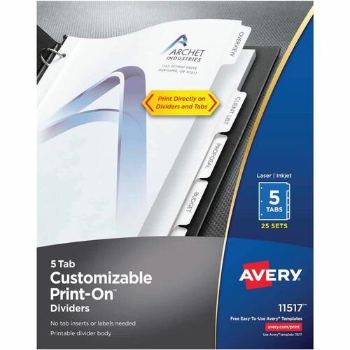 Avery® AVE11517 Avery® Customizable Print-On Dividers