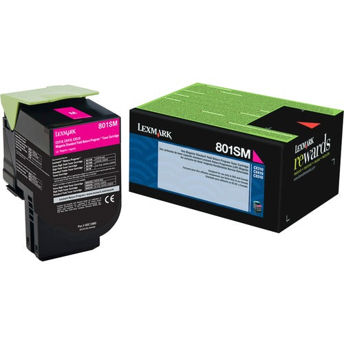 Lexmark LEX80C1SM0 801Sm Magenta Standard Yield Return Program Toner Cartridge - Laser - Standard Yield - 2000 Page - 1 Each