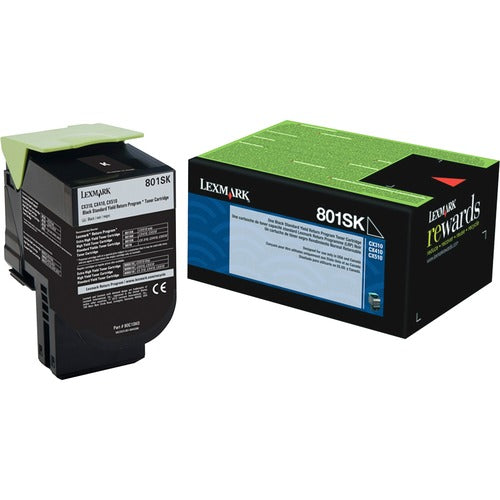 Lexmark LEX80C1SK0 801Sk Black Standard Yield Return Program Toner Cartridge - Laser - Standard Yield - 2500 Page Black - 1 Each