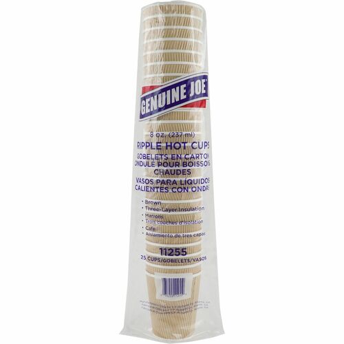 Genuine Joe GJO11255CT 8 oz Rippled Hot Cups