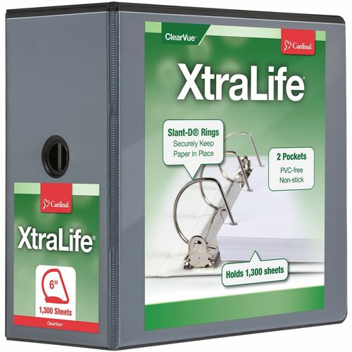 Cardinal® CRD26361 Xtralife ClearVue Locking Slant-D Binder
