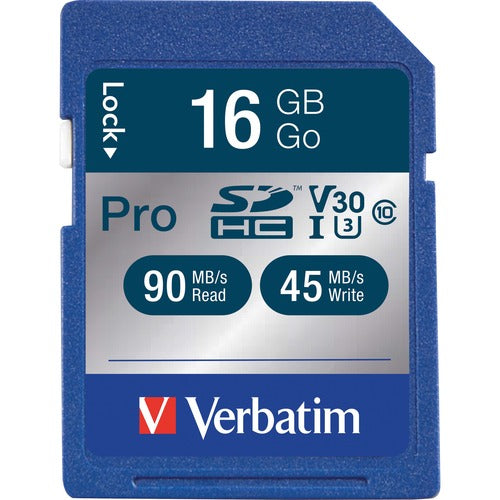 Verbatim VER98046 PRO 16 GB Class 10/UHS-I (U3) SDHC - 1 Each - TAA Compliant