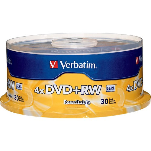 Verbatim VER94834 Dvd+Rw 4.7Gb 4X With Branded Surface - 30Pk Spindle - 4.7Gb - 30 Pack