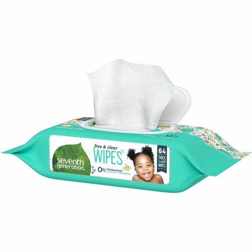 Seventh Generation SEV34208 Hypoallergenic Natural Baby Wipes - 2 Ply - Natural - Paper - Alcohol-Free, Hypoallergenic, Fragrance-Free, Dye-Free, Eco-Friendly, Chlorine-Free, Phthalate-Free, Paraben-Free - 64 Sheets - 1 / Pack