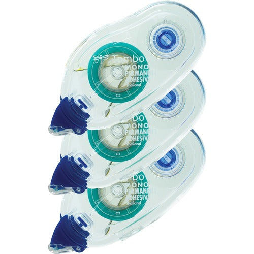 Tombow TOM62207 Permanent Adhesive Applicator Refill - 0.33" Width X 39.33 Ft Length - Permanent Adhesive, Acid-Free - Dispenser Included - 3 / Pack - Clear