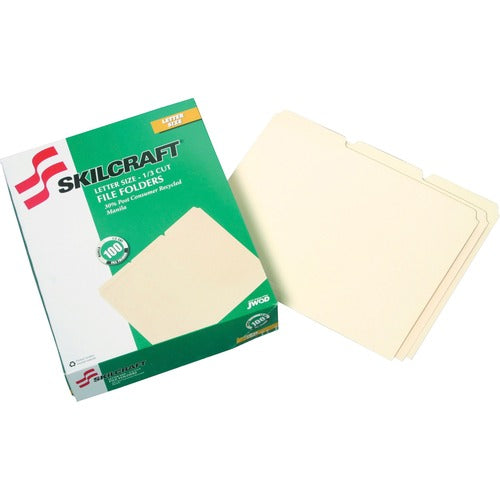 SKILCRAFT® NSN2822507 1/3 Tab Cut Letter Top Tab File Folder