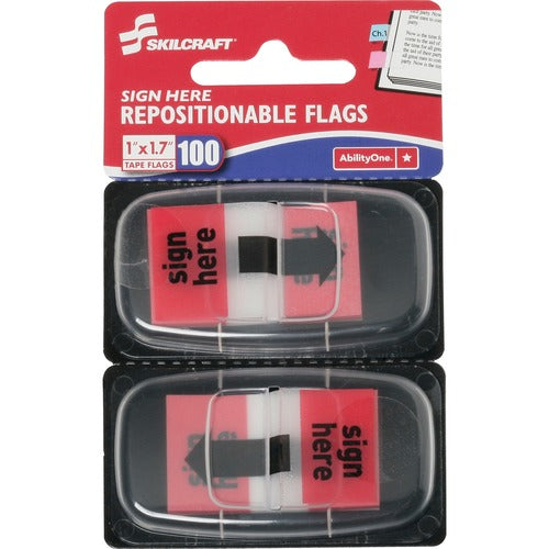 SKILCRAFT® NSN3892262 Sign Here Self-Stick Flags