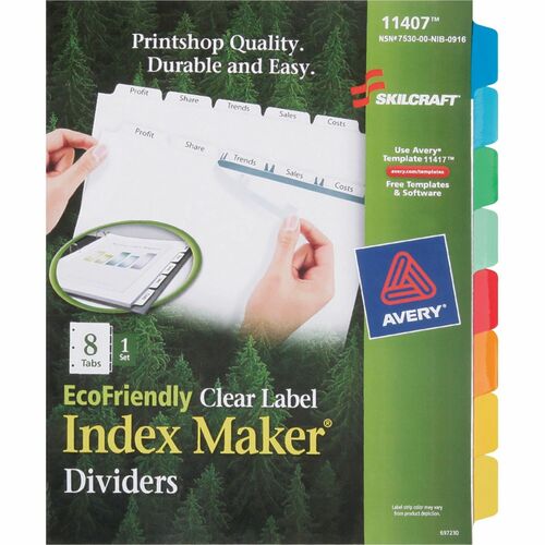SKILCRAFT® NSN6006970 Index Maker 8-Tab Dividers