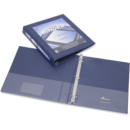 SKILCRAFT® NSN4621388 SKILCRAFT Frame View Binders - Navy Blue, 1"