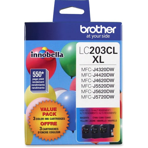 Brother BRTLC2033PKS Innobella LC2033PKS Original High Yield Inkjet Ink Cartridge - Cyan, Magenta, Yellow - 3 / Pack