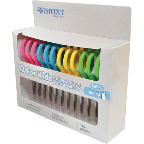Westcott ACM15971 Westcott Junior Stainless Steel Blunt Tip Scissors - 5" Overall Length - Blunted - Straight-Left/Right - Stainless Steel, Plastic - Assorted