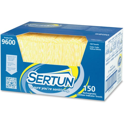 Sertun ITW9600 Rechargeable Sanitizer Indicator Towel - Towel - 13.50" Width X 18" Length - 150 / Carton - Blue, Yellow