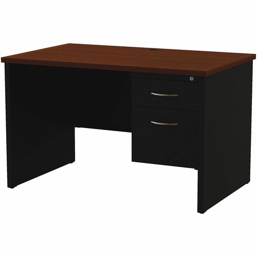 Lorell LLR79147 Modular 48"W x 30"D Right Pedestal Desk, Black/Walnut