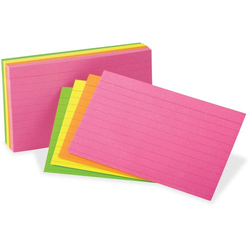 Oxford OXF81300 Neon Glow Ruled Index Cards