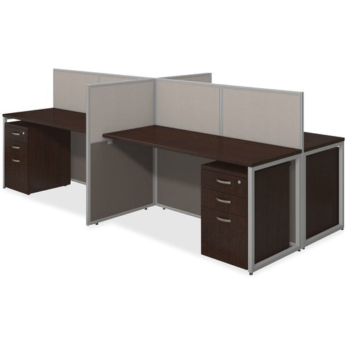 Bush Business Furniture BSHEOD660SMR03K Easy Office 60W 4 Person Straight Desk Office w/3-Drawer Pedestlas