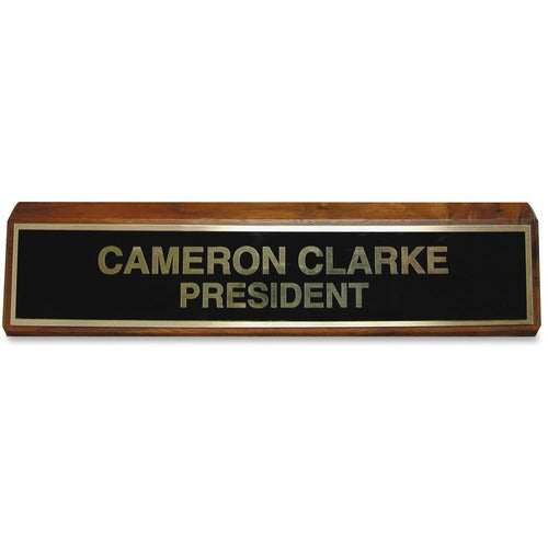 Xstamper XSTK89 Wood Base Brass Plated Desk Sign