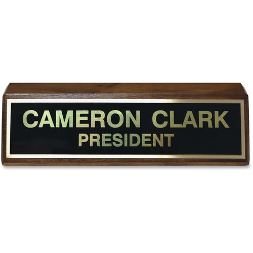 Xstamper XSTK86 Wood Base Brass Plated Desk Sign