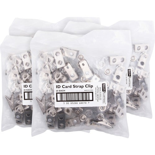 SICURIX BAU68010BX Id Badge Strap Clip - 0.4" Width - For Badge - Pre-Punched - 100 / Box - Clear