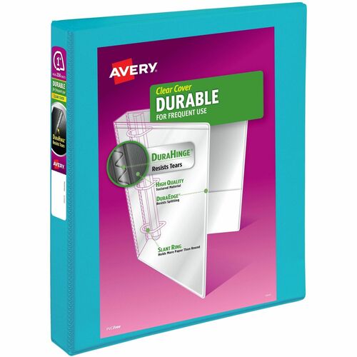 Avery® AVE17295 Ring Binder - 1" Binder Capacity - 220 Sheet Capacity - Slant D-Ring Fastener - 2 Internal Pocket(S) - Polyvinyl Chloride (Pvc) - Aqua