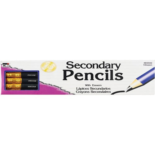 Charles Leonard LEO65502 Secondary Pencils with Eraser