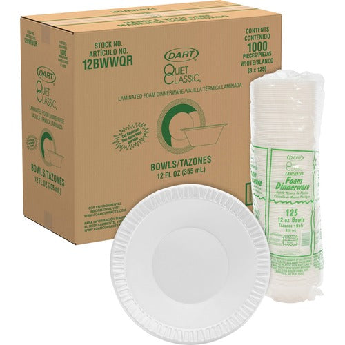 Dart DCC12BWWQRCT Quiet Classic 12 oz Laminated Foam Bowls