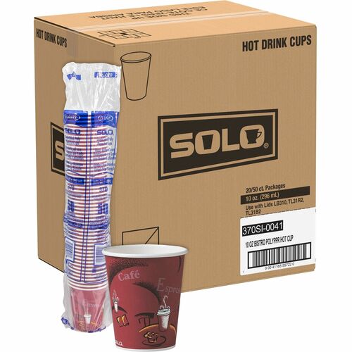 Solo SCC370SI0041 10 oz Bistro Design Disposable Paper Cups