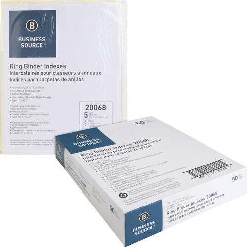 Business Source BSN20068BX Buff Stock Ring Binder Indexes