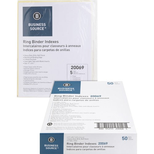 Business Source BSN20069BX Buff Stock Ring Binder Indexes