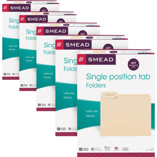 Smead SMD10331CT 1/3 Tab Cut Letter Recycled Top Tab File Folder