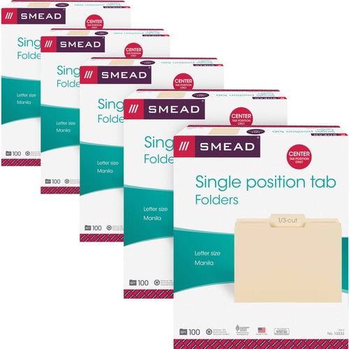 Smead SMD10332CT 1/3 Tab Cut Letter Recycled Top Tab File Folder
