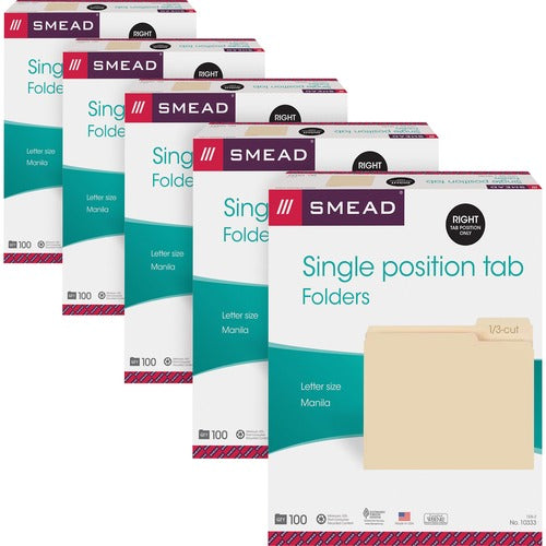 Smead SMD10333CT 1/3 Tab Cut Letter Recycled Top Tab File Folder
