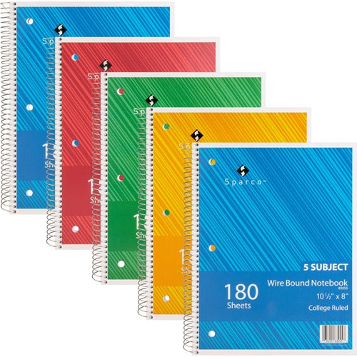 Sparco SPR83255BD Wirebound College Ruled Notebooks
