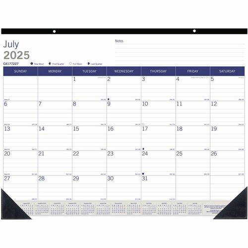 Blueline REDCA177227 DuraGlobe Academic Monthly Desk Pad